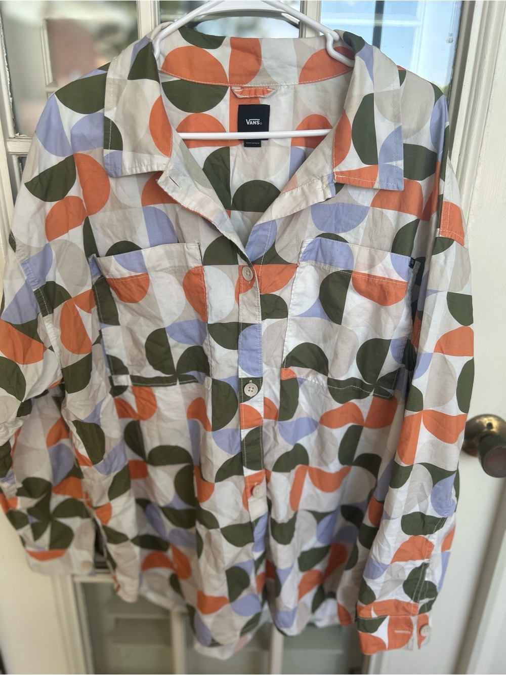 Vans Retro Geometric Shirt in Orange, Olive & Cream